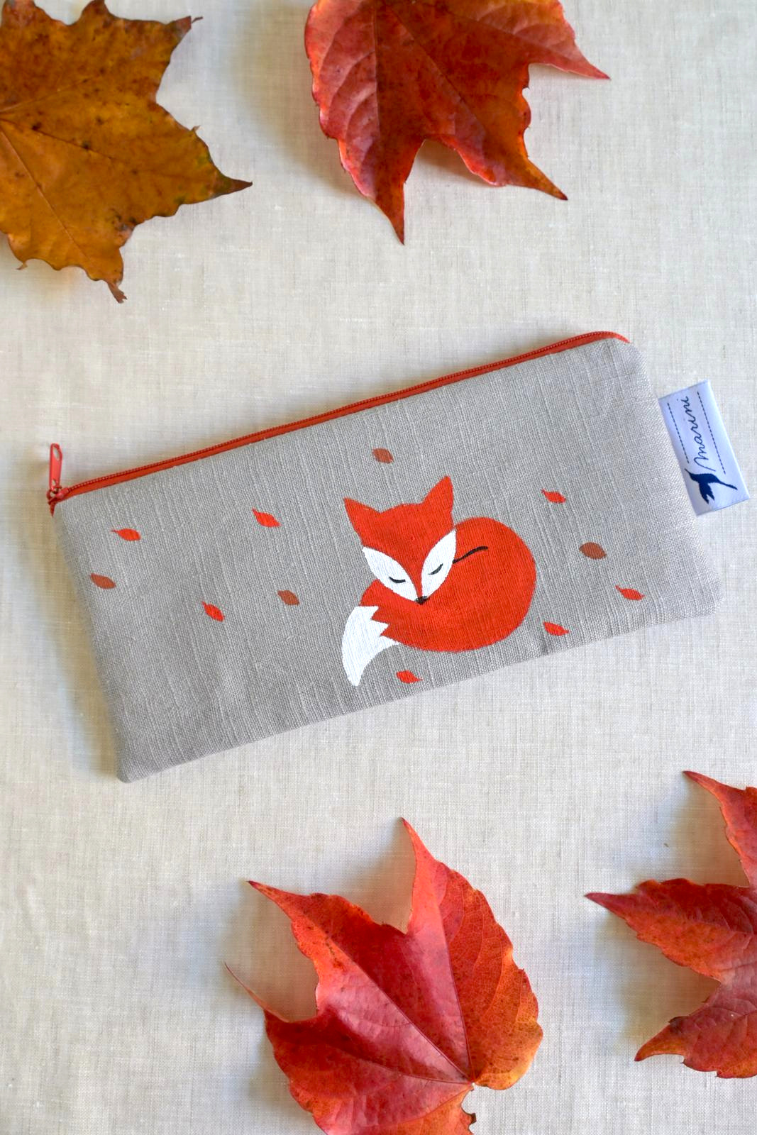 podzimní penál s liškou